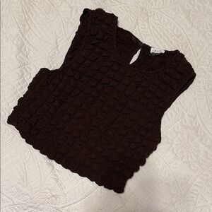 Le Lis Dark Brown Textured Crop Top